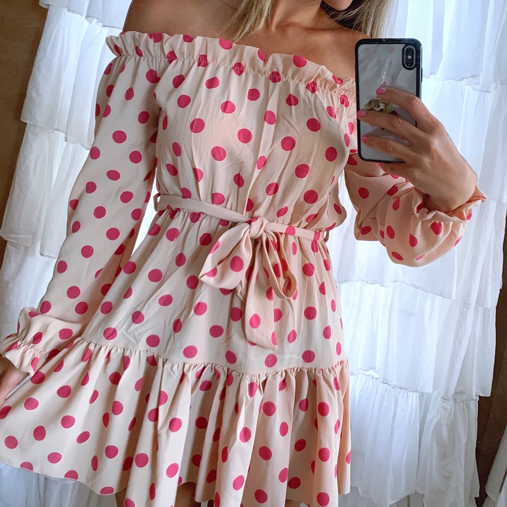 Pink & Tan Polka Dot Dress! 💕